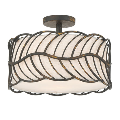 Simbolo 3-light Semi-Flush Mount in Antique Black Iron