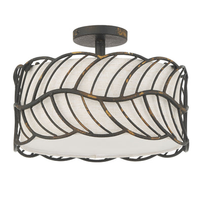 Simbolo 3-light Semi-Flush Mount in Antique Black Iron, alternate view - Golden Lighting