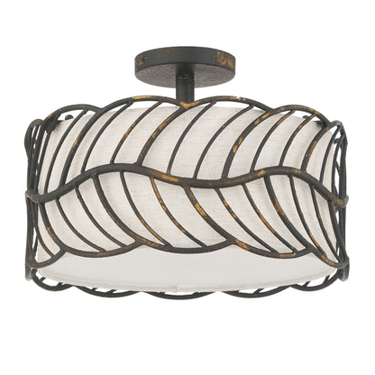 Simbolo 3-light Semi-Flush Mount in Antique Black Iron