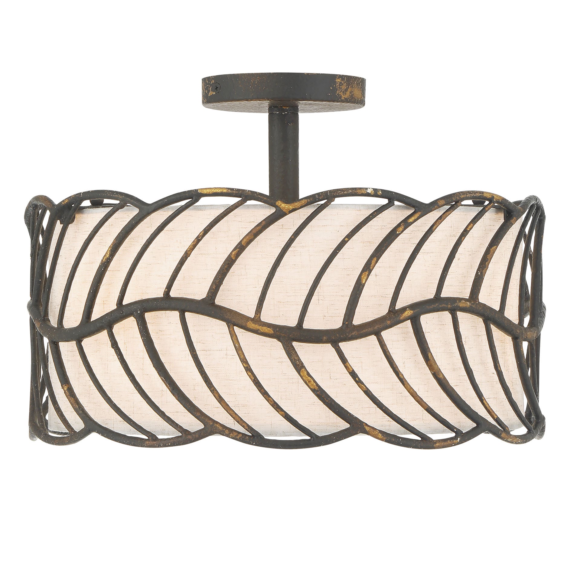 Simbolo 3-light Semi-Flush Mount in Antique Black Iron