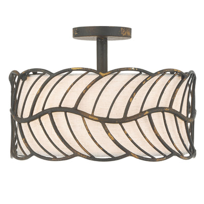 Simbolo 3-light Semi-Flush Mount in Antique Black Iron - Golden Lighting