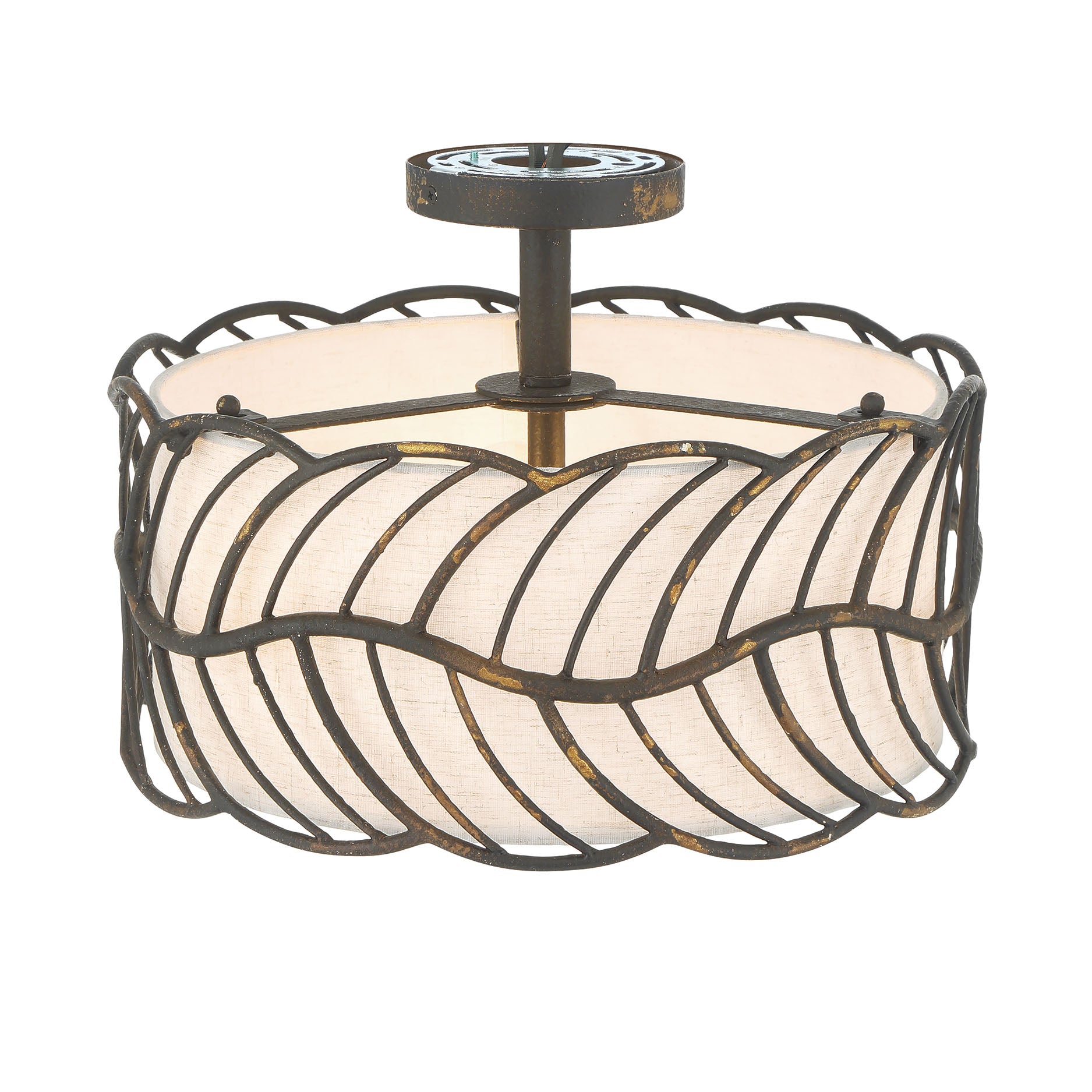 Simbolo 3-light Semi-Flush Mount in Antique Black Iron