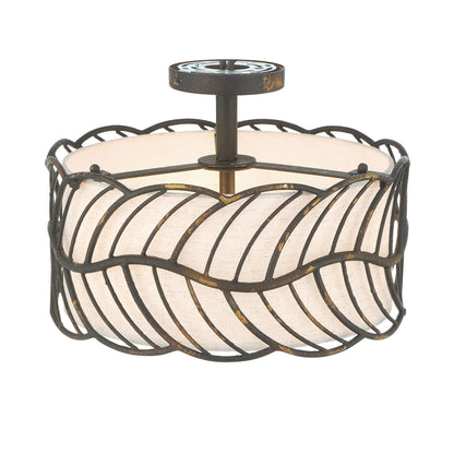Simbolo 3-light Semi-Flush Mount in Antique Black Iron