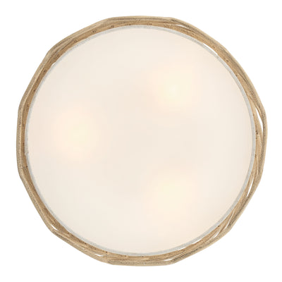 Simbolo 3-light Semi-Flush Mount in Almond, view from below - Golden Lighting