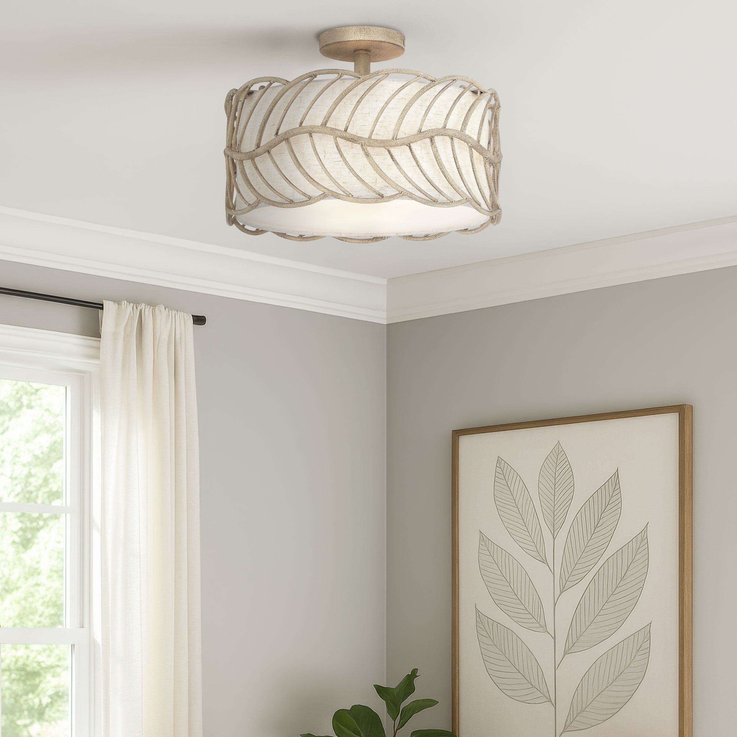 Simbolo 3-light Semi-Flush Mount in Almond