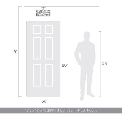 Simbolo 3-light Semi-Flush Mount in Almond