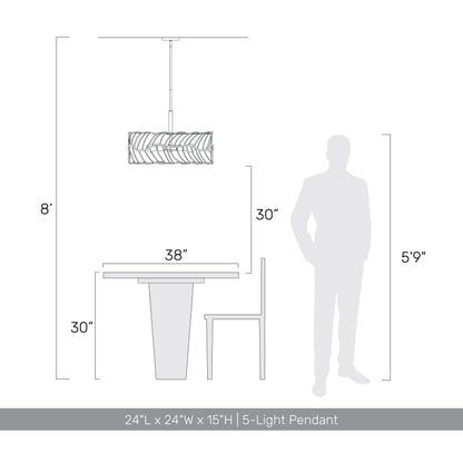 Simbolo 5-light Pendant in Antique Black Iron