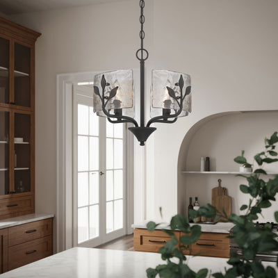 Bloem 4-light Pendant in Natural Black, shown in a room setting - Golden Lighting