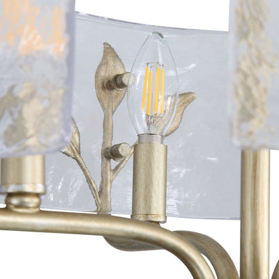 Bloem 4-light Semi-Flush Mount in White Gold, shade and glass close-up - Golden Lighting