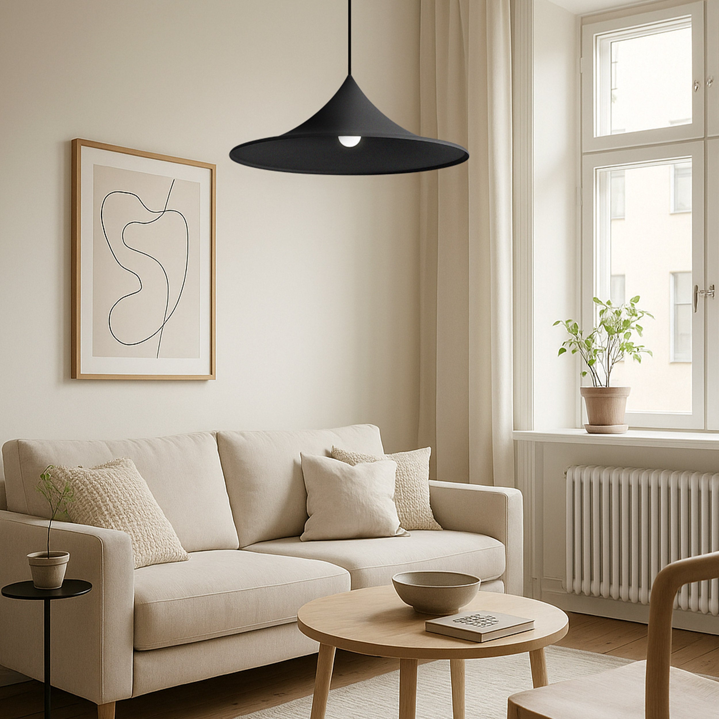 Golden Lighting Vistara 1-light 20in Pendant in Sand Black