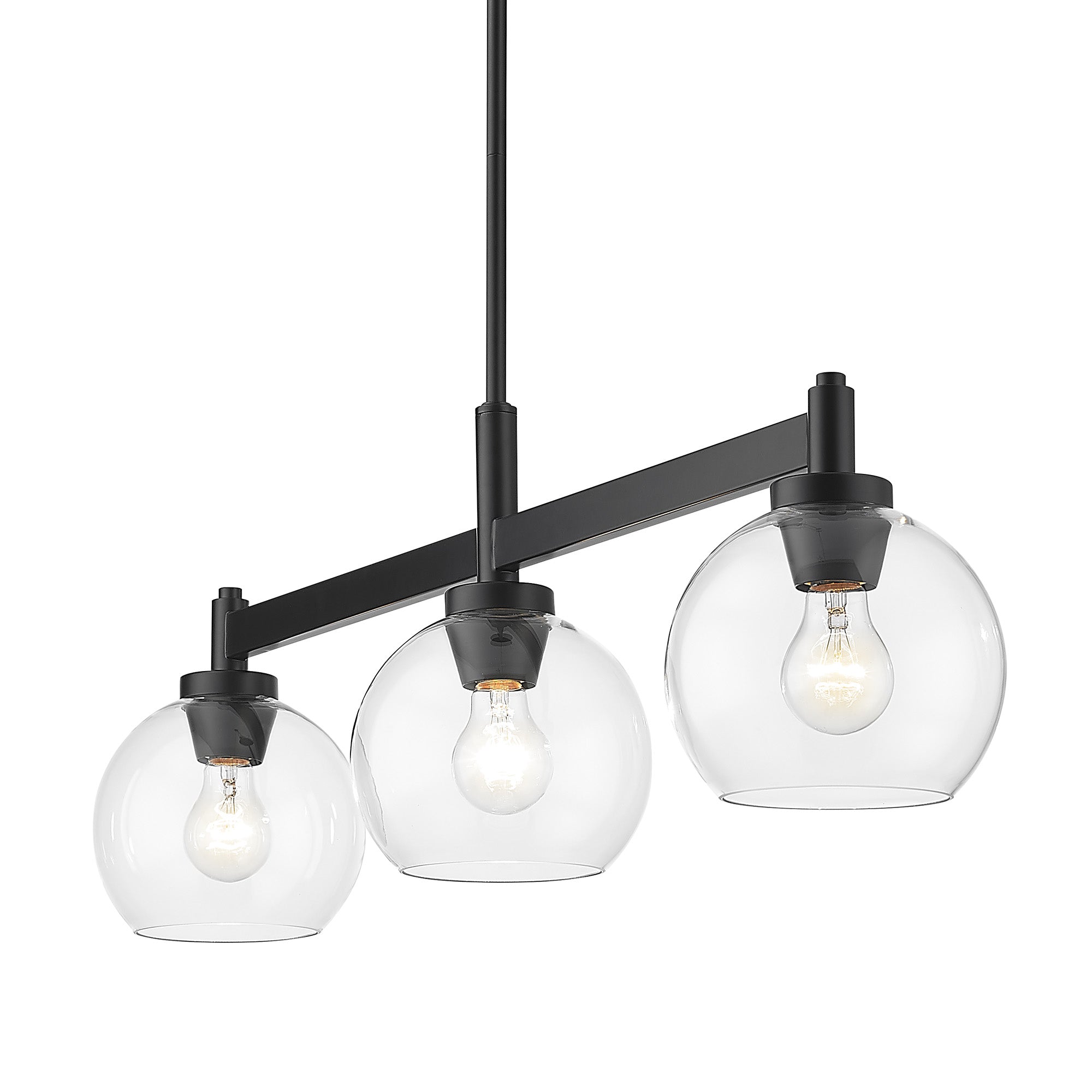 Galveston BLK Linear Pendant in Matte Black with Clear Glass Shade - - Golden Lighting