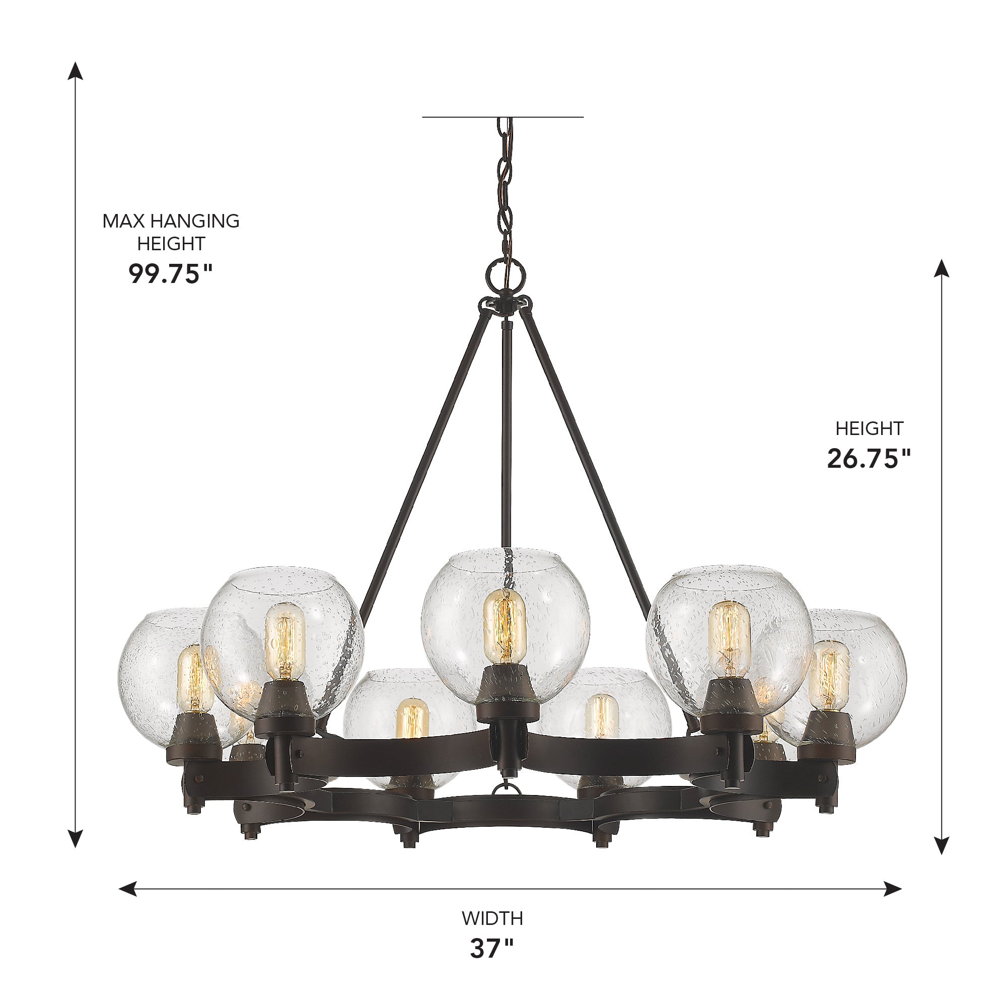 Golden Lighting Galveston 9-light Chandelier in Rubbed Bronze - - Golden Lighting