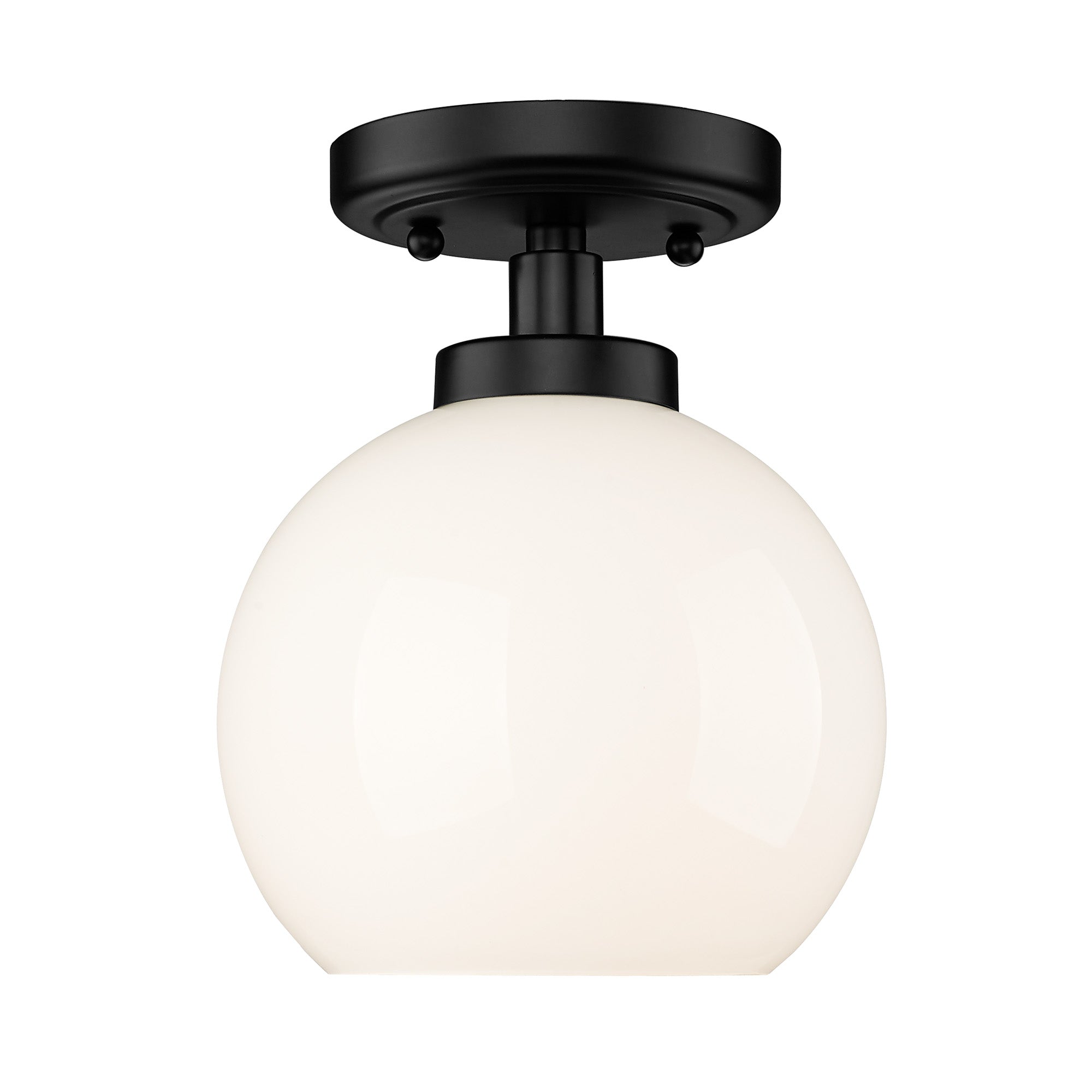 Golden Lighting Galveston 1-light Flush Mount in Matte Black and Vintage Milk Glass