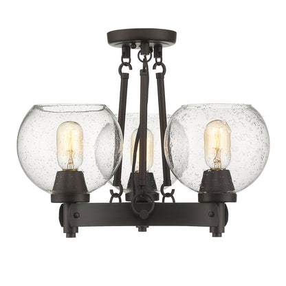 Golden Lighting Galveston 3-light Semi-Flush Mount in Rubbed Bronze - - Golden Lighting