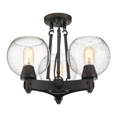 Golden Lighting Galveston 3-light Semi-Flush Mount in Rubbed Bronze - - Golden Lighting