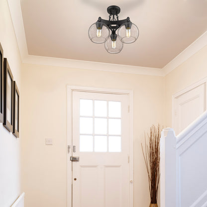 Golden Lighting Galveston 3-light Semi-Flush Mount in Rubbed Bronze - - Golden Lighting
