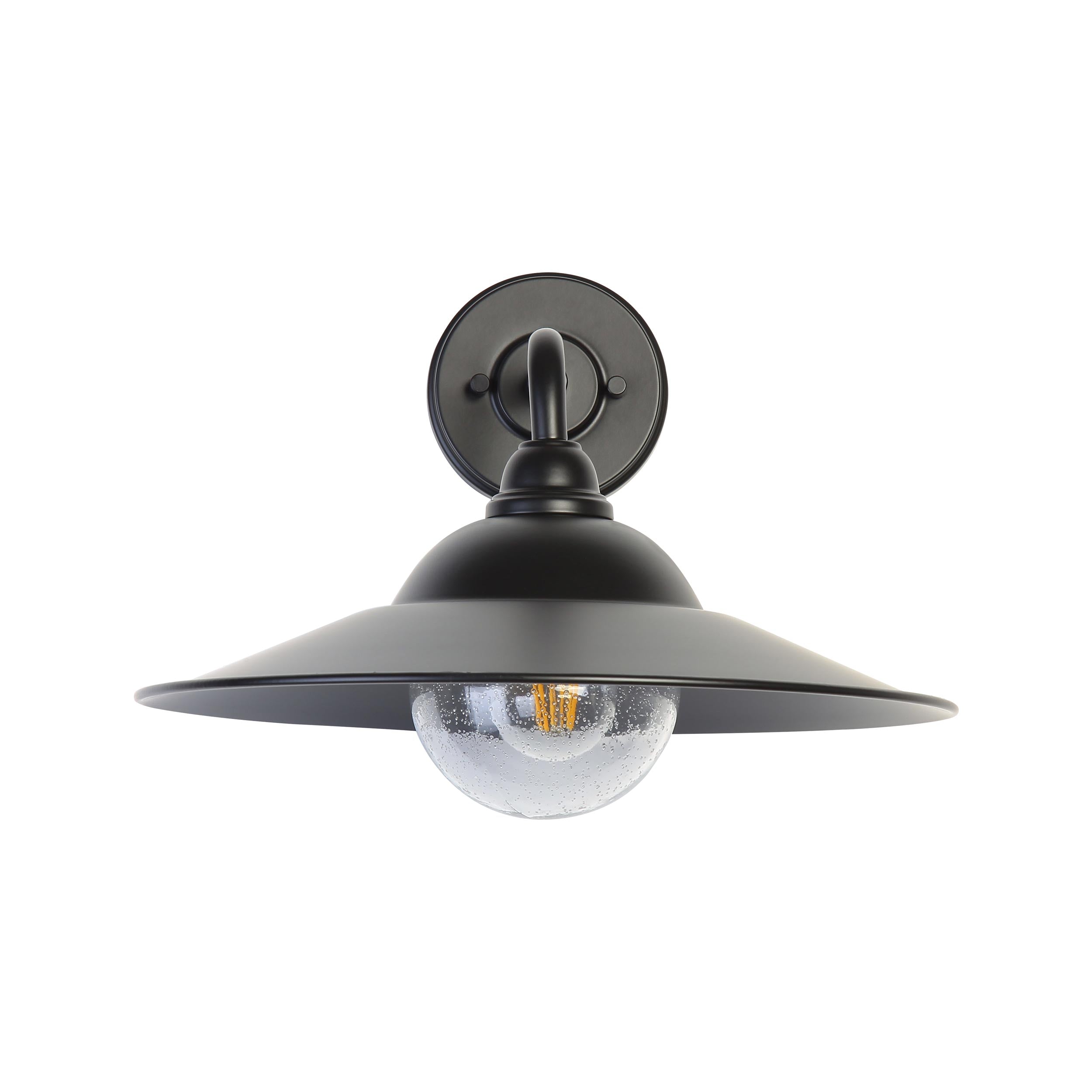 Yep by Golden Lighting Croma 1-light Wall Sconce in Matte Black shade and Seeded Glass Ball - - Golden Lighting
