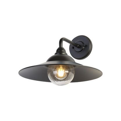 Yep by Golden Lighting Croma 1-light Wall Sconce in Matte Black shade and Seeded Glass Ball - - Golden Lighting