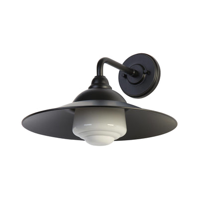 Yep by Golden Lighting Croma 1-light Wall Sconce in Matte Black shade and White Bell Glass - - Golden Lighting