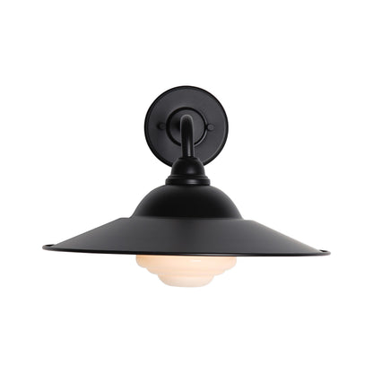 Yep by Golden Lighting Croma 1-light Wall Sconce in Matte Black shade and White Bell Glass - - Golden Lighting