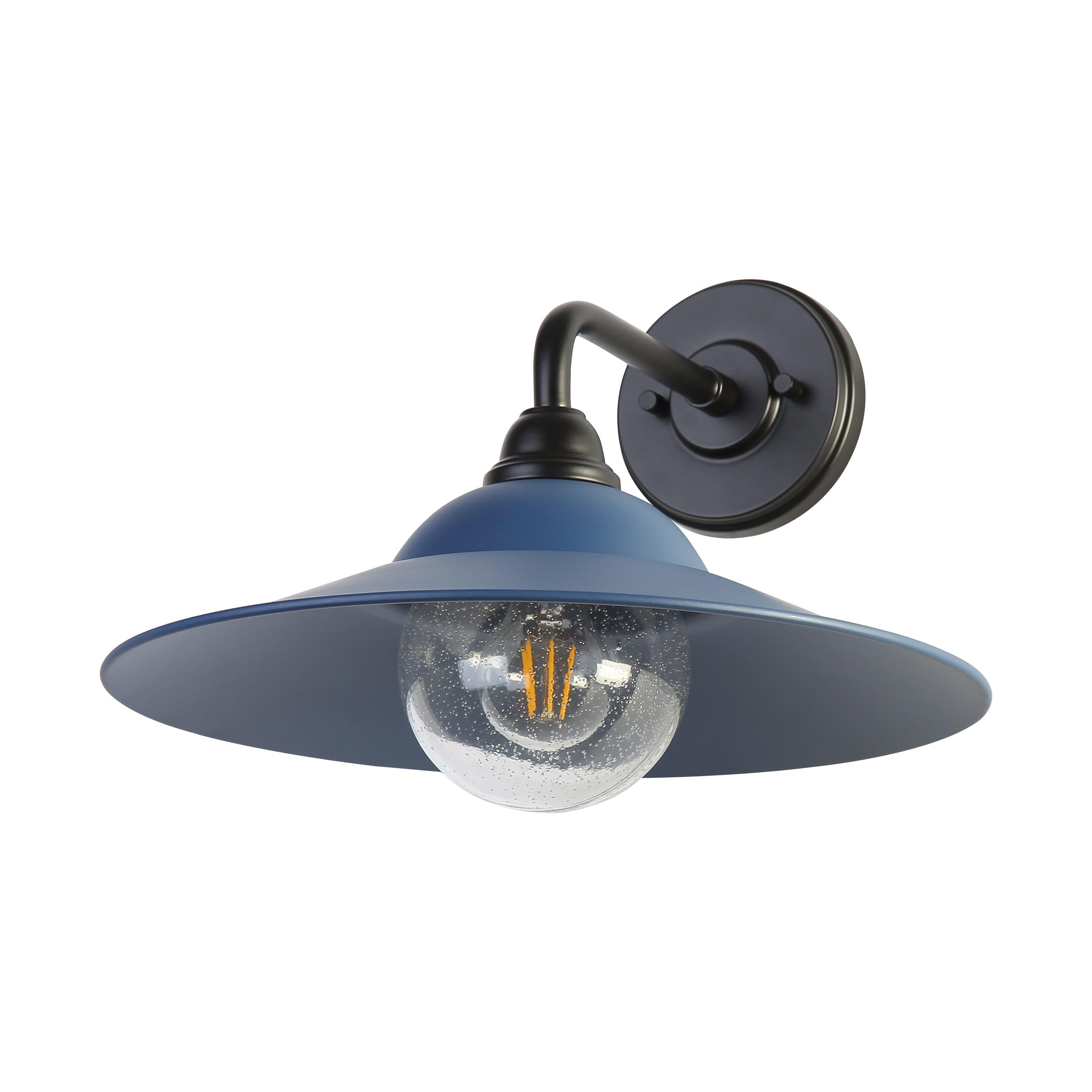 Yep by Golden Lighting Croma 1-light Wall Sconce in Matte Blue shade and Seeded Glass Ball - - Golden Lighting