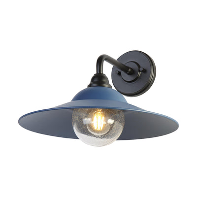 Yep by Golden Lighting Croma 1-light Wall Sconce in Matte Blue shade and Seeded Glass Ball - - Golden Lighting