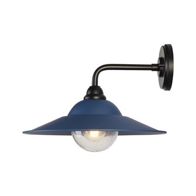 Yep by Golden Lighting Croma 1-light Wall Sconce in Matte Blue shade and Seeded Glass Ball - - Golden Lighting