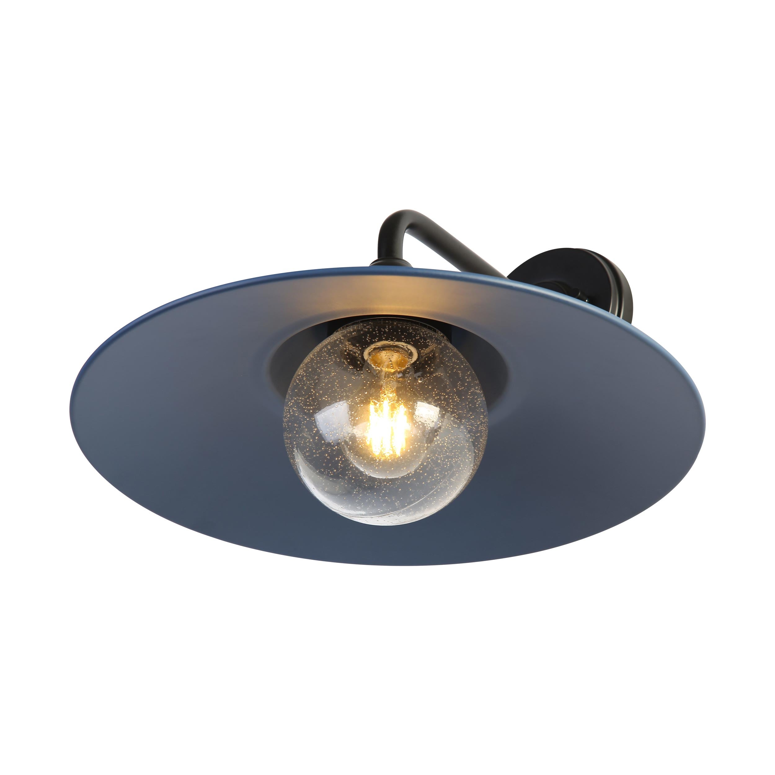 Yep by Golden Lighting Croma 1-light Wall Sconce in Matte Blue shade and Seeded Glass Ball - - Golden Lighting