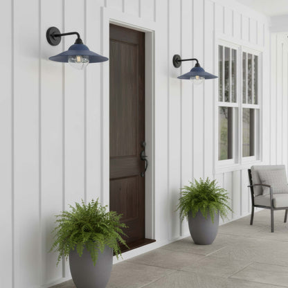 Yep by Golden Lighting Croma 1-light Wall Sconce in Matte Blue shade and Seeded Glass Ball - - Golden Lighting
