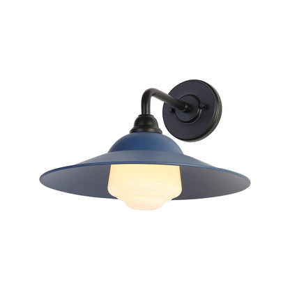 Yep by Golden Lighting Croma 1-light Wall Sconce in Matte Blue shade and White Bell Glass - - Golden Lighting