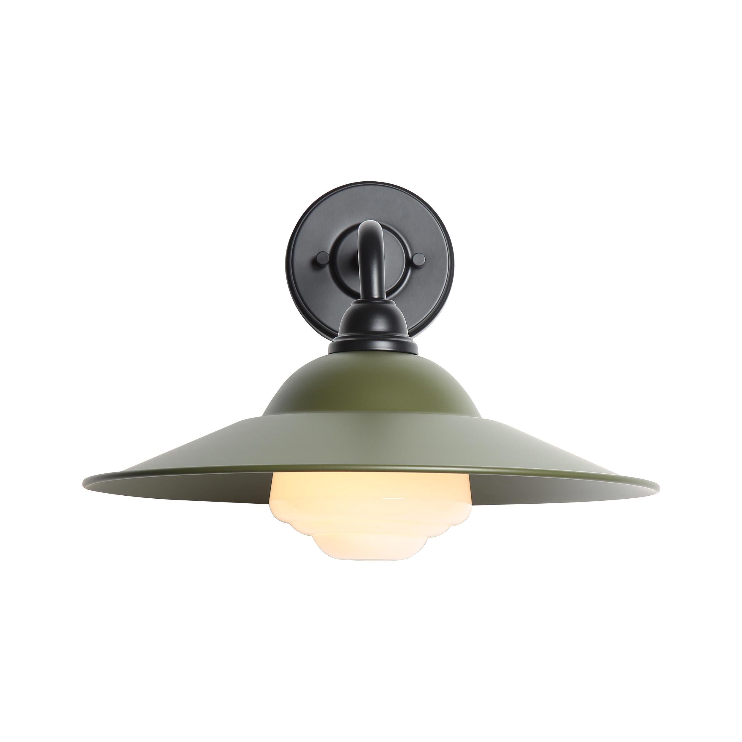 Yep by Golden Lighting Croma 1-light Wall Sconce in Matte Pine shade and White Bell Glass - - Golden Lighting