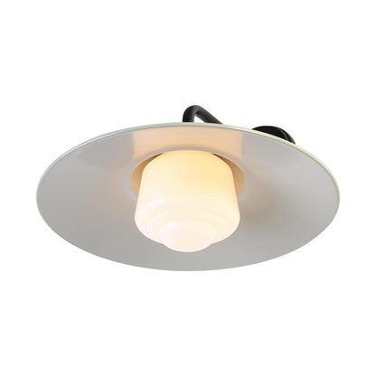 Yep by Golden Lighting Croma 1-light Wall Sconce in Warm Gray shade and White Bell Glass - - Golden Lighting