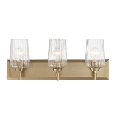 Brilia 3-light Vanity in Brushed Champagne Brass with Fluted Glass - - Golden Lighting
