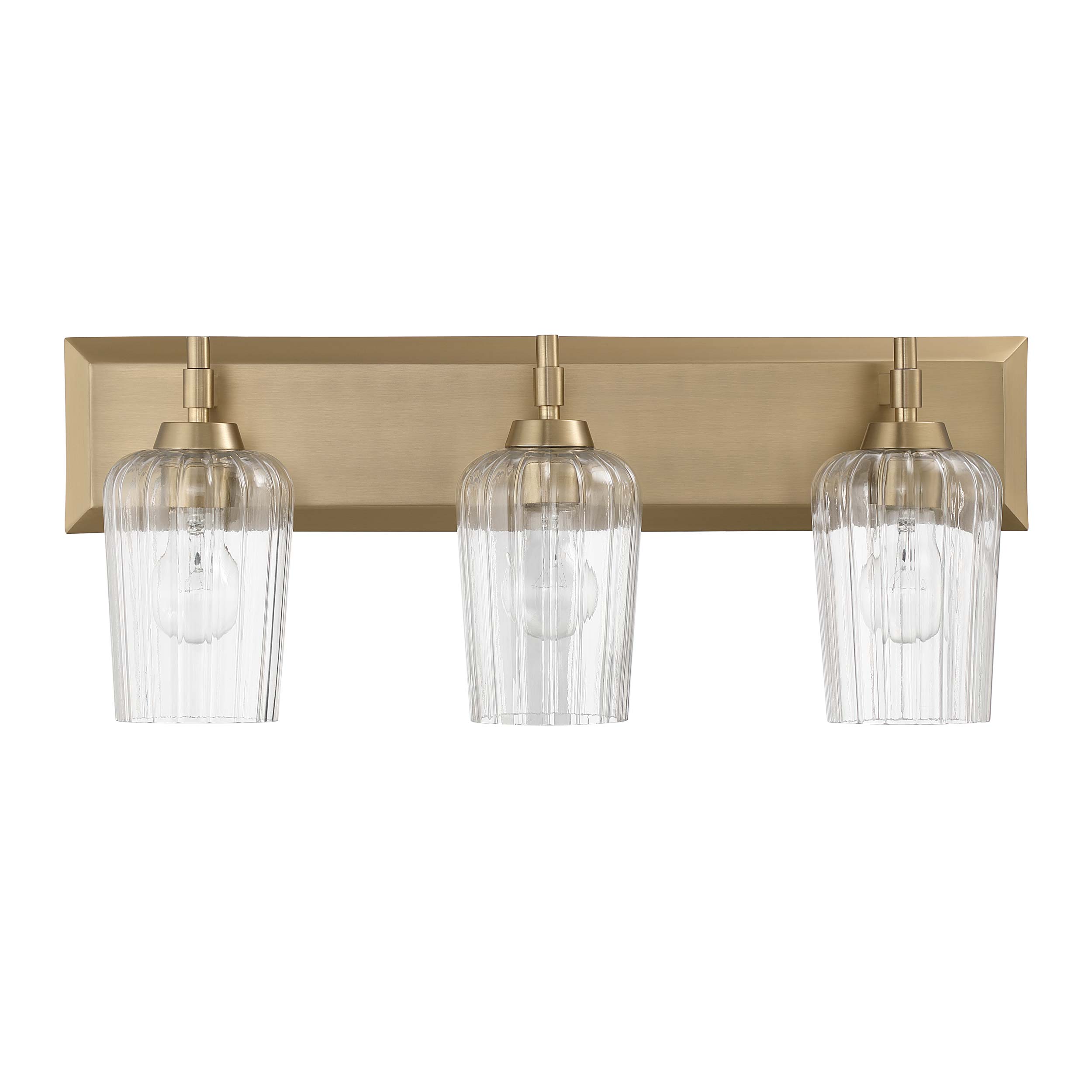 Brilia 3-light Vanity in Brushed Champagne Brass with Fluted Glass - - Golden Lighting