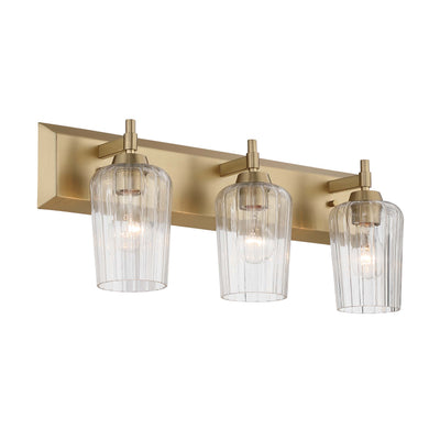 Brilia 3-light Vanity in Brushed Champagne Brass with Fluted Glass - - Golden Lighting