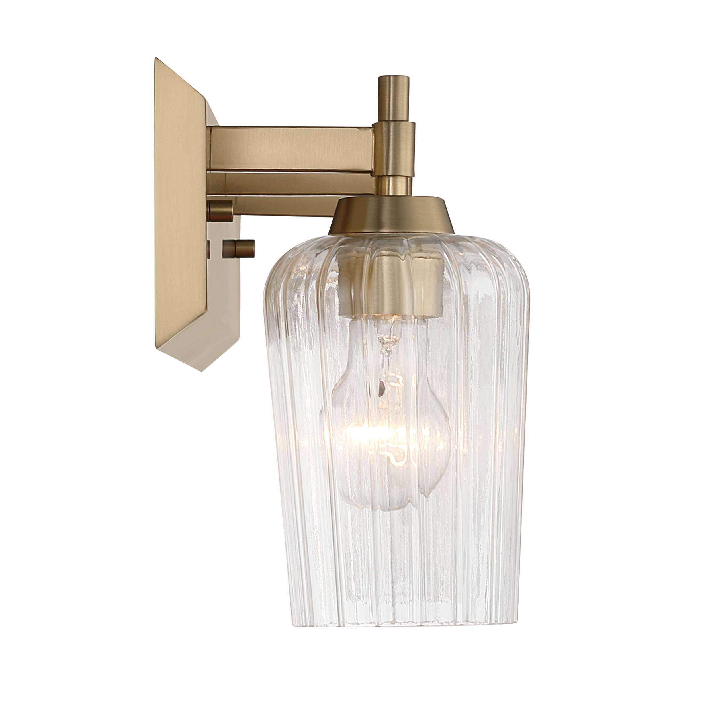Brilia 3-light Vanity in Brushed Champagne Brass with Fluted Glass - - Golden Lighting