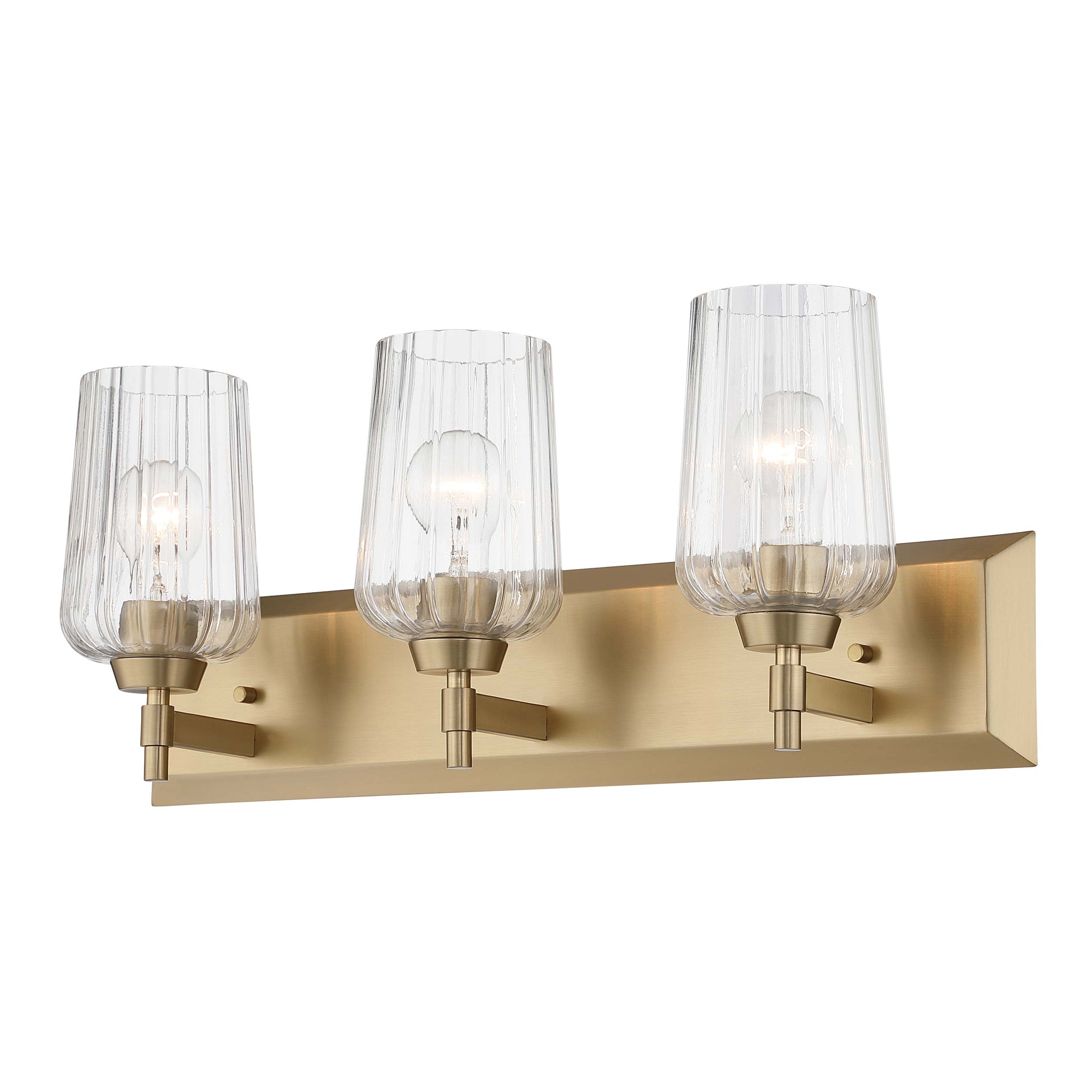 Brilia 3-light Vanity in Brushed Champagne Brass with Fluted Glass - - Golden Lighting
