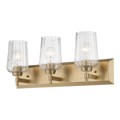 Brilia 3-light Vanity in Brushed Champagne Brass with Fluted Glass - - Golden Lighting