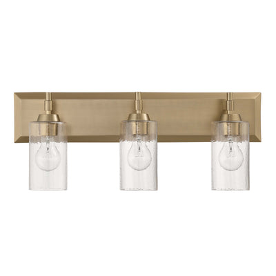 Brilia 3-light Vanity in Brushed Champagne Brass with Hammered Water Glass - - Golden Lighting