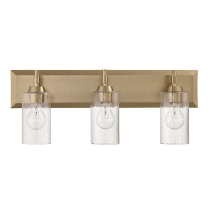 Brilia 3-light Vanity in Brushed Champagne Brass with Hammered Water Glass - - Golden Lighting