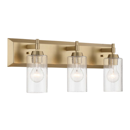 Brilia 3-light Vanity in Brushed Champagne Brass with Hammered Water Glass - - Golden Lighting