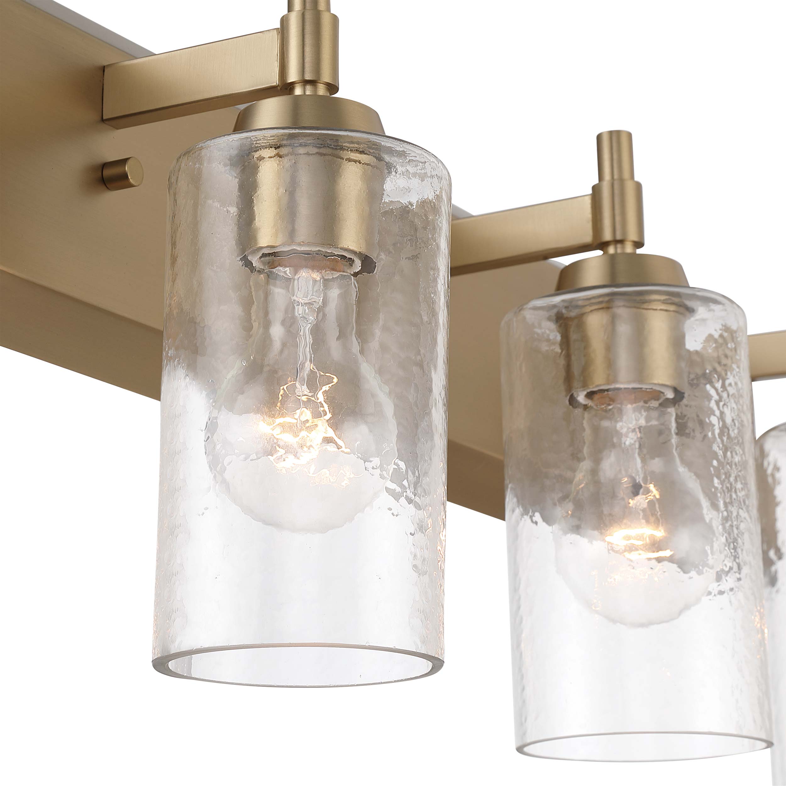 Brilia 3-light Vanity in Brushed Champagne Brass with Hammered Water Glass - - Golden Lighting