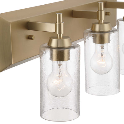 Brilia 3-light Vanity in Brushed Champagne Brass with Hammered Water Glass - - Golden Lighting