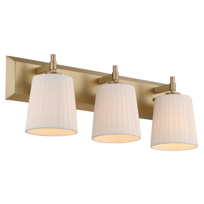 Brilia 3-light Vanity in Brushed Champagne Brass with Pleated Shade - - Golden Lighting
