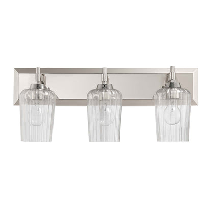 Brilia 3-light Vanity in Polished Nickel with Fluted Glass - - Golden Lighting