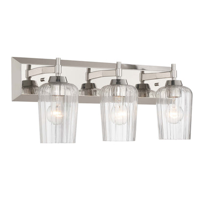 Brilia 3-light Vanity in Polished Nickel with Fluted Glass - - Golden Lighting