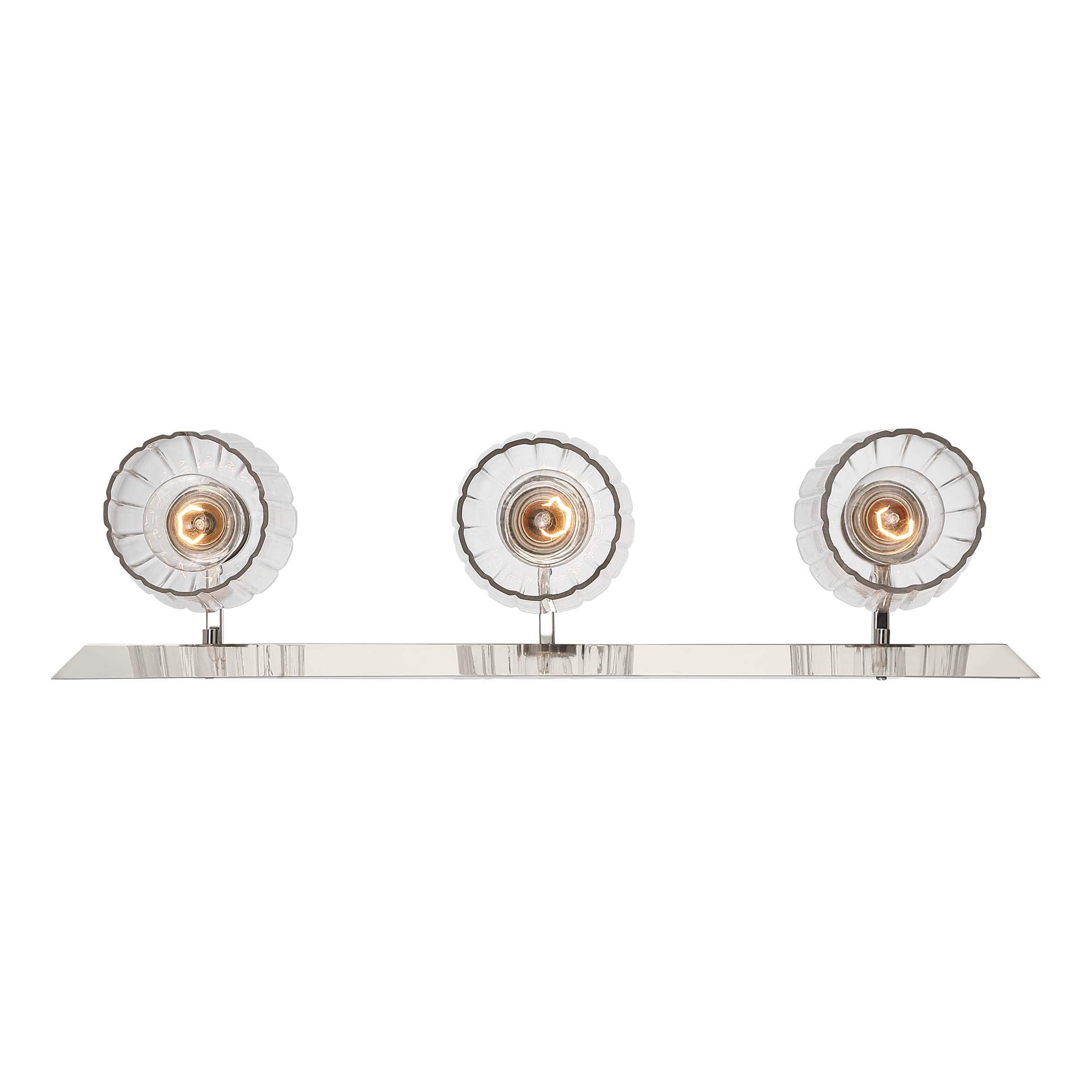 Brilia 3-light Vanity in Polished Nickel with Fluted Glass - - Golden Lighting