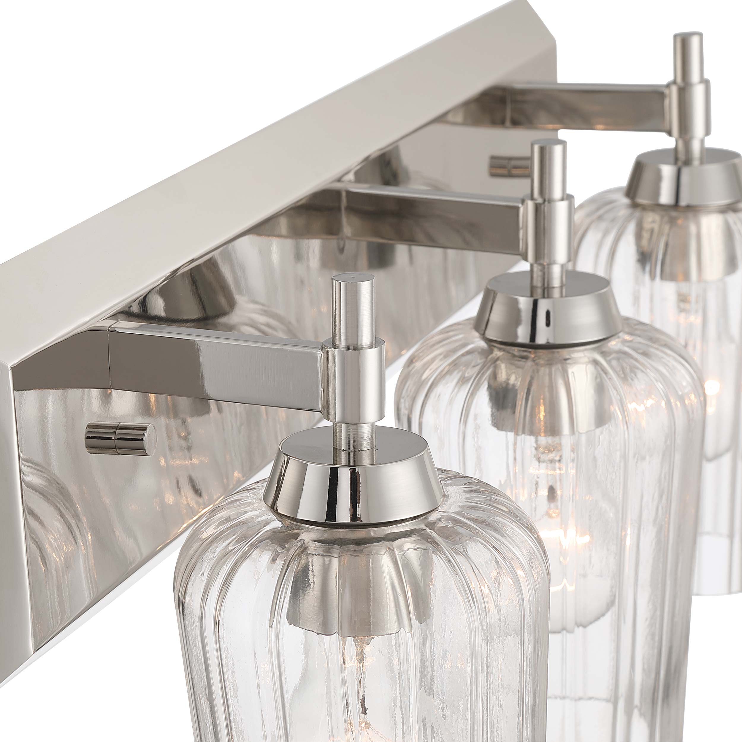 Brilia 3-light Vanity in Polished Nickel with Fluted Glass - - Golden Lighting