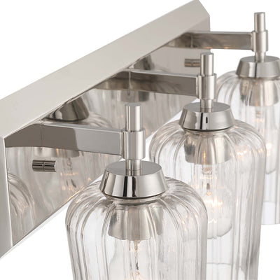 Brilia 3-light Vanity in Polished Nickel with Fluted Glass - - Golden Lighting
