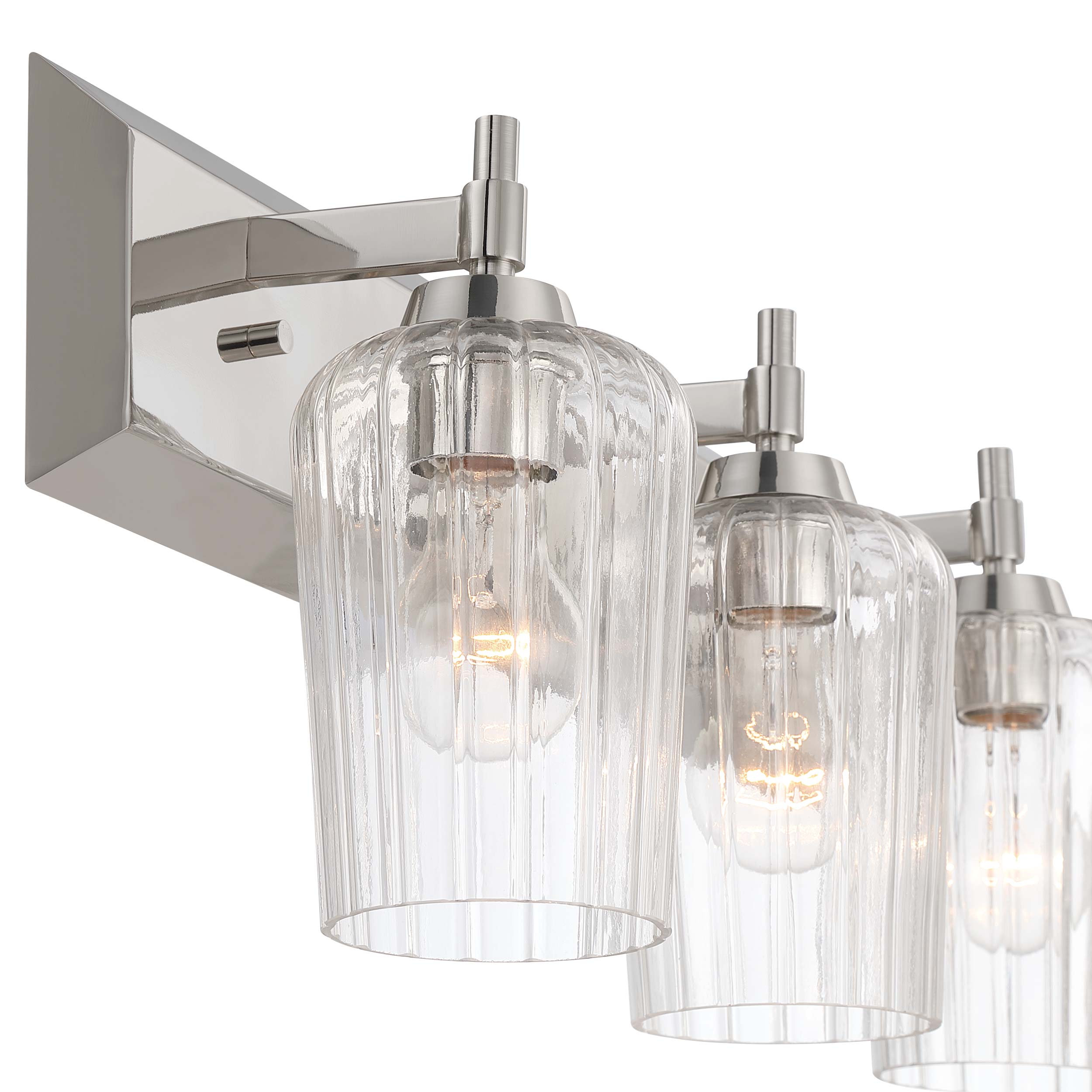 Brilia 3-light Vanity in Polished Nickel with Fluted Glass - - Golden Lighting